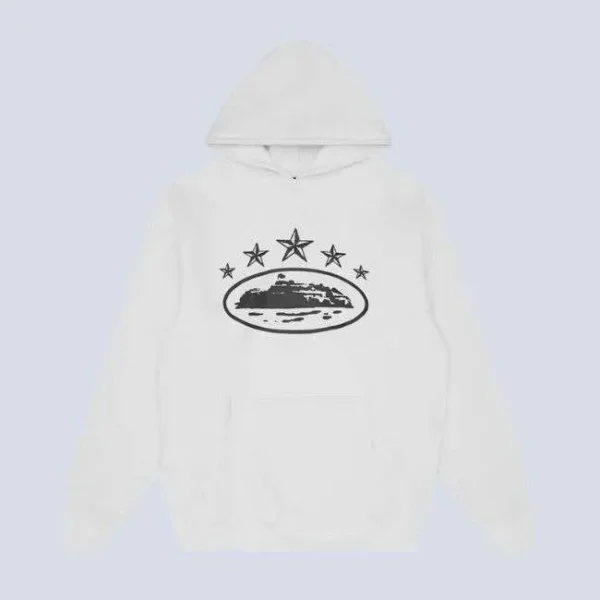 Corteiz 5 Starz Alcatraz Hoodie White