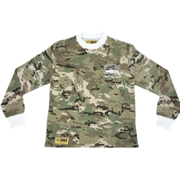 Corteiz Alcatraz Insignia Waffle Longsleeve Sweatshirt Camo