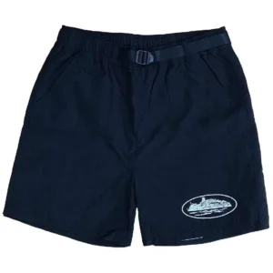 Corteiz Nylon Litework Shorts in Navy Blue