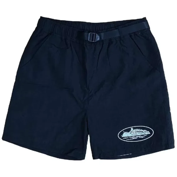 Corteiz Nylon Litework Shorts in Navy Blue