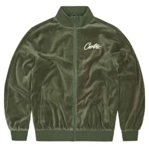 Corteiz VVS Velour Fashion Jacket in Green